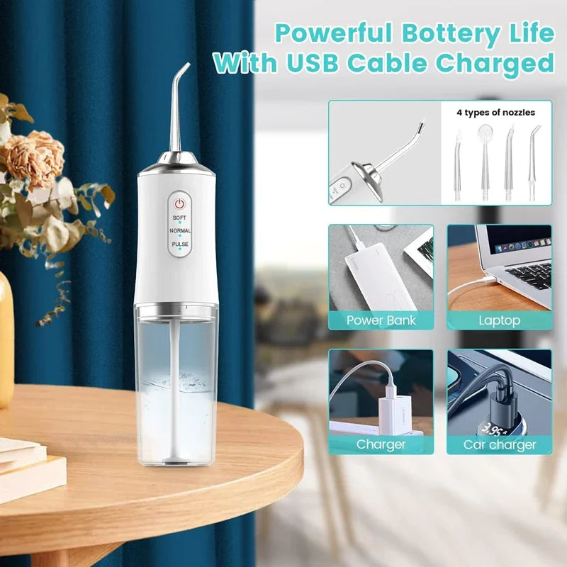 Portable Dental Water Flosser USB Rechargeable 220ml
