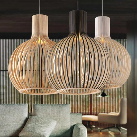 Nordic Wooden Pendant Lamp for Dining & Living Room