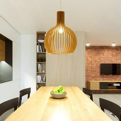 Nordic Wooden Pendant Lamp for Dining & Living Room