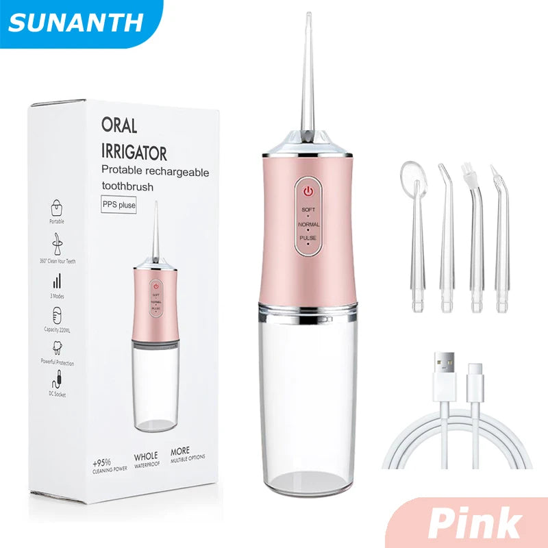 Portable Dental Water Flosser USB Rechargeable 220ml