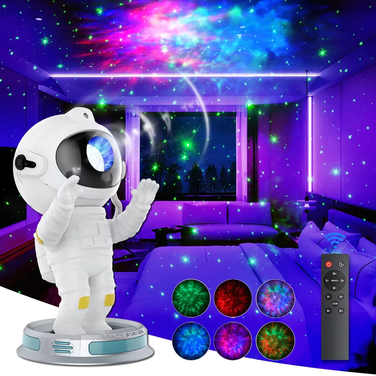 Astronaut Star Projector Night Light with Remote